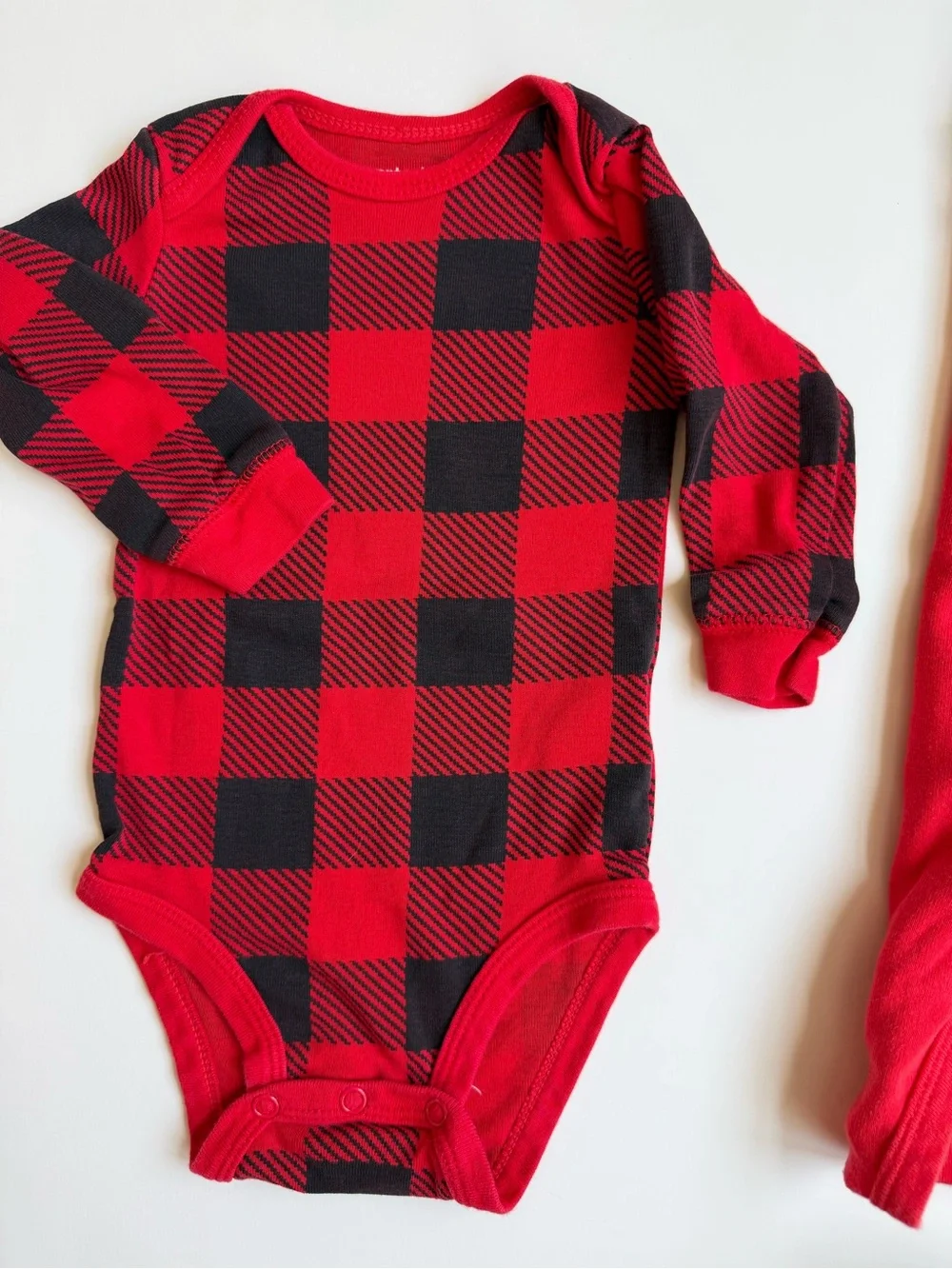 Carter's Red Black Buffalo Plaid & Truck Print Baby Outfit Set